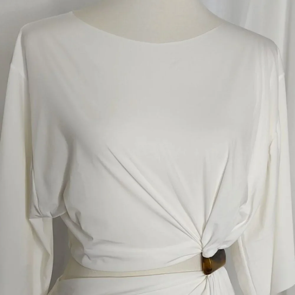 VIX Cover Up M white Solid Zaila Short Cover-up Cut Out Resortwear - Picture 6 of 13